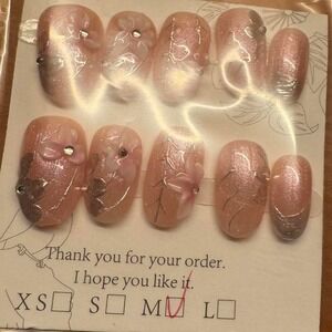 ✨ Soft Pink Shimmer Press-On Nails –‎ Medium Size Only